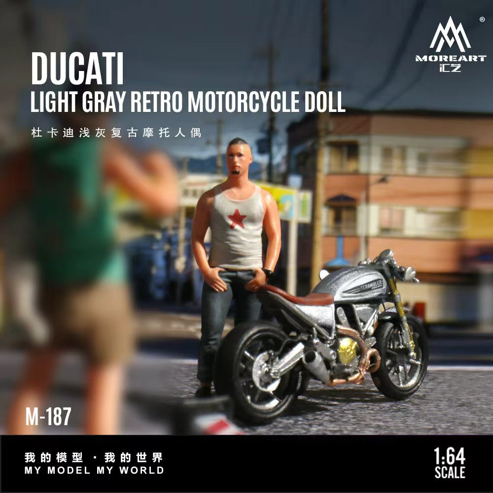 [Preorder] MoreArt 1:64 DUCATI LIGHT GRAY RETRO MOTORCYCLE DOLL MO222187