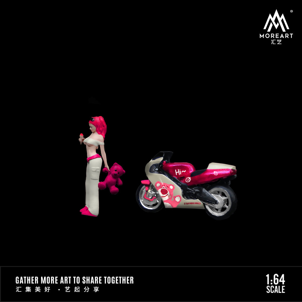 [Preorder] MoreArt 1:64 STRAWBERRY BEARMOTORCYCLE GIRL DOLL