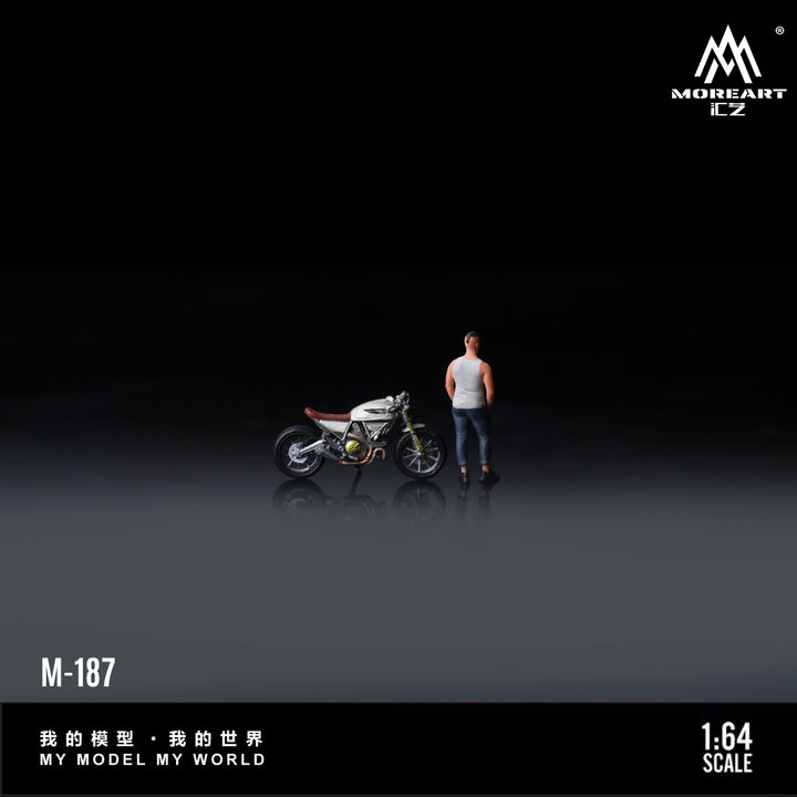 [Preorder] MoreArt 1:64 DUCATI LIGHT GRAY RETRO MOTORCYCLE DOLL MO222187