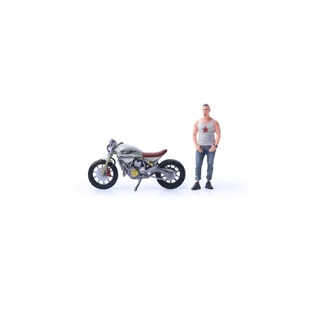 [Preorder] MoreArt 1:64 DUCATI LIGHT GRAY RETRO MOTORCYCLE DOLL MO222187