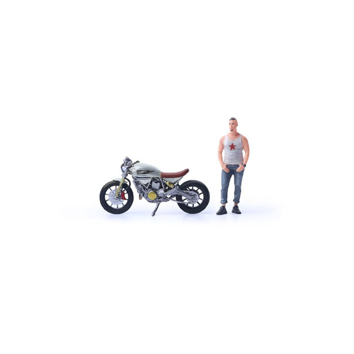 [Preorder] MoreArt 1:64 DUCATI LIGHT GRAY RETRO MOTORCYCLE DOLL MO222187