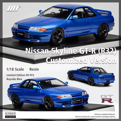 Motorhelix 1:18 Nissan Skyline GT-R (R32) Customized Version Bayside Blue MH027BE