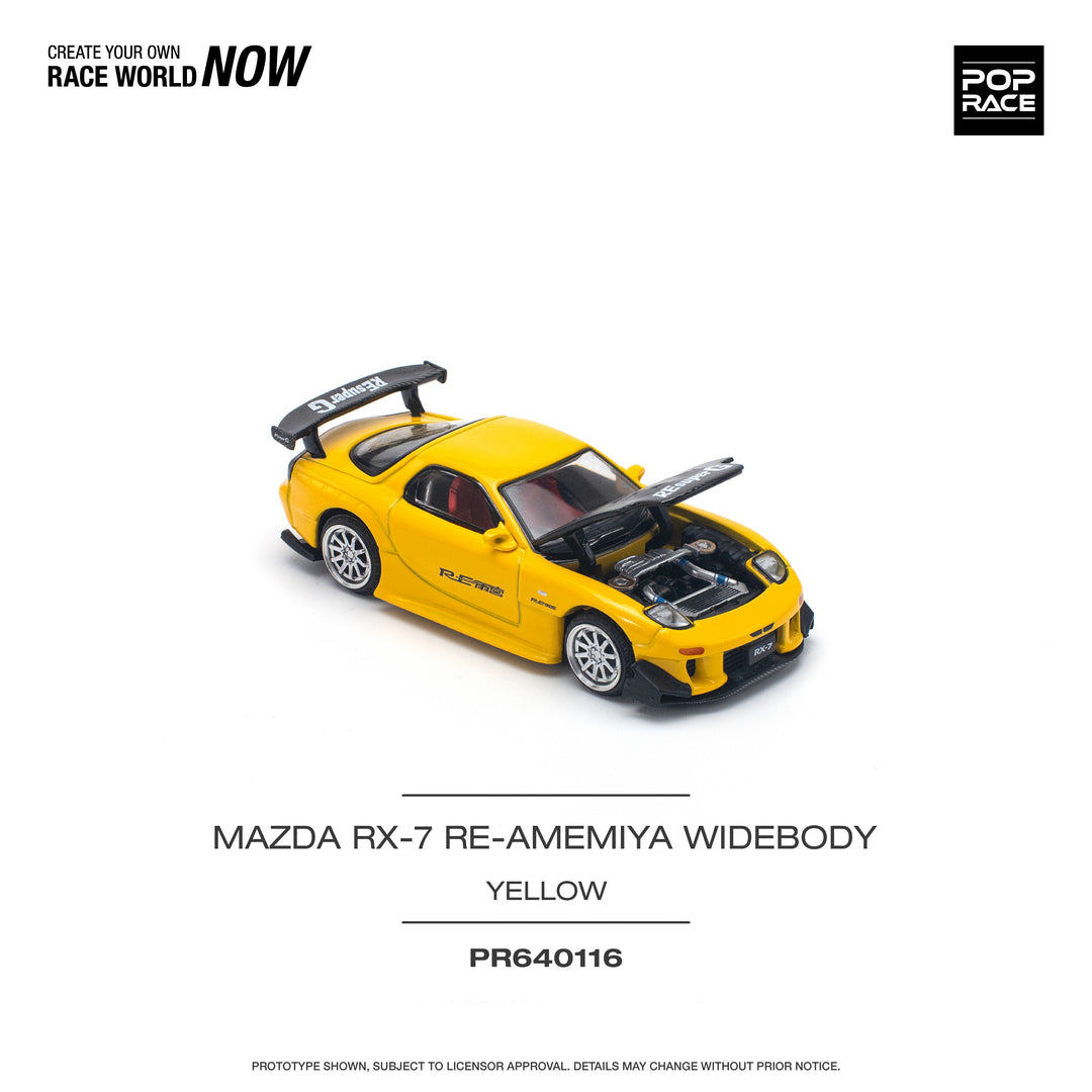 [Preorder] POPRACE 1:64 MAZDA RX-7 (FD3S) RE-AMEMIYA WIDEBODY YELLOW R640116