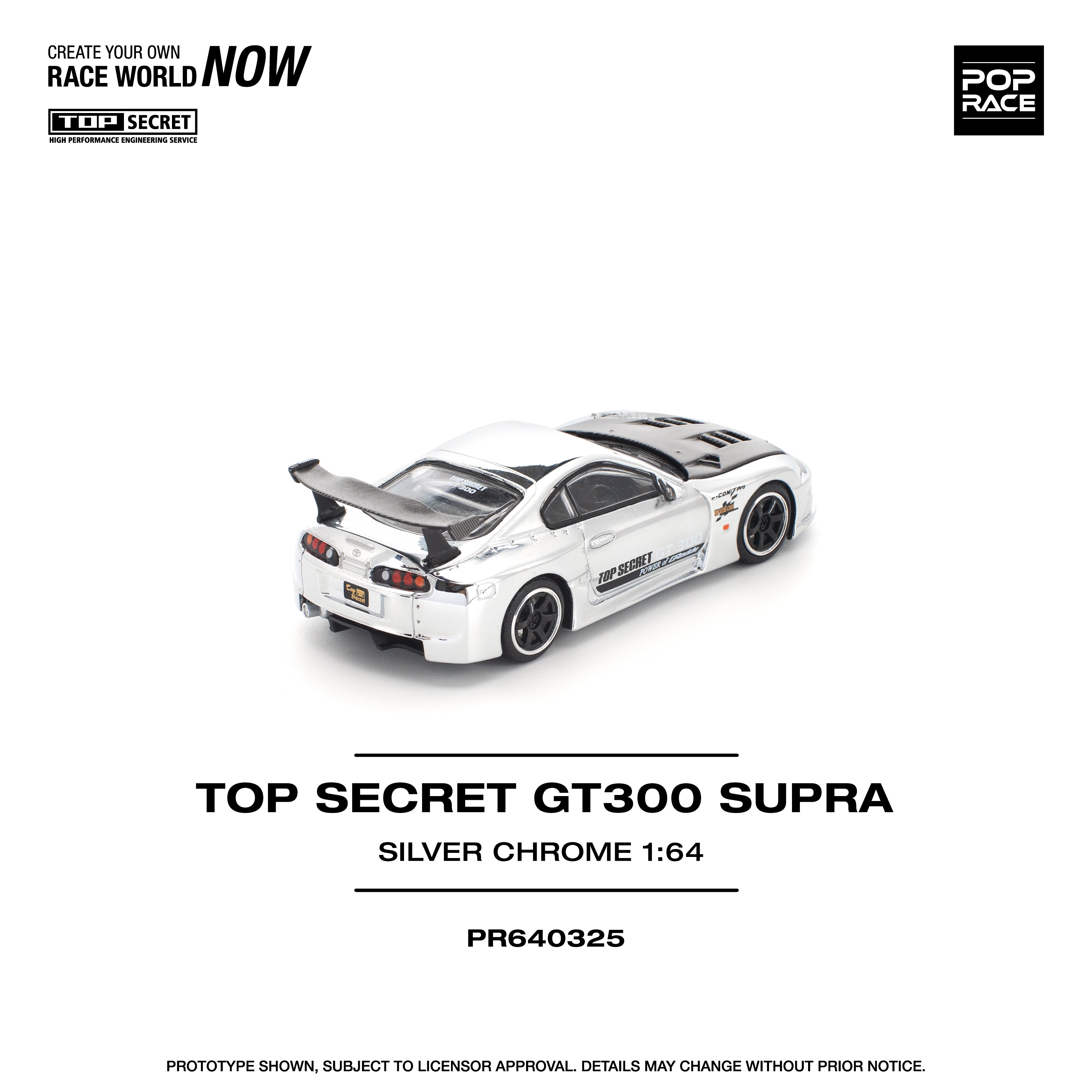 Preorder] POPRACE 1:64 Top Secret GT300 Supra - Silver Chrome