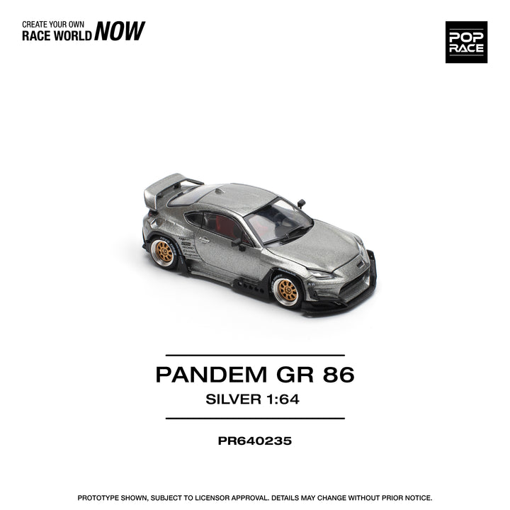 [Preorder] POPRACE 1:64 TOYOTA PANDEM GR86 SILVER PR640235