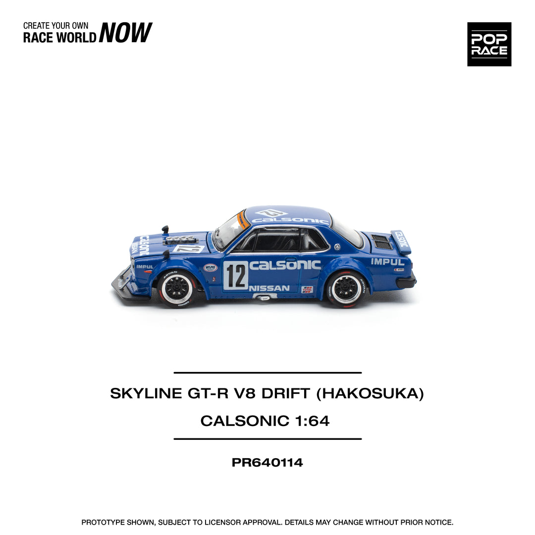 [Preorder] POPRACE 1:64 SKYLINE GT-R V8 DRIFT (HAKOSUKA) - CALSONIC PR640114