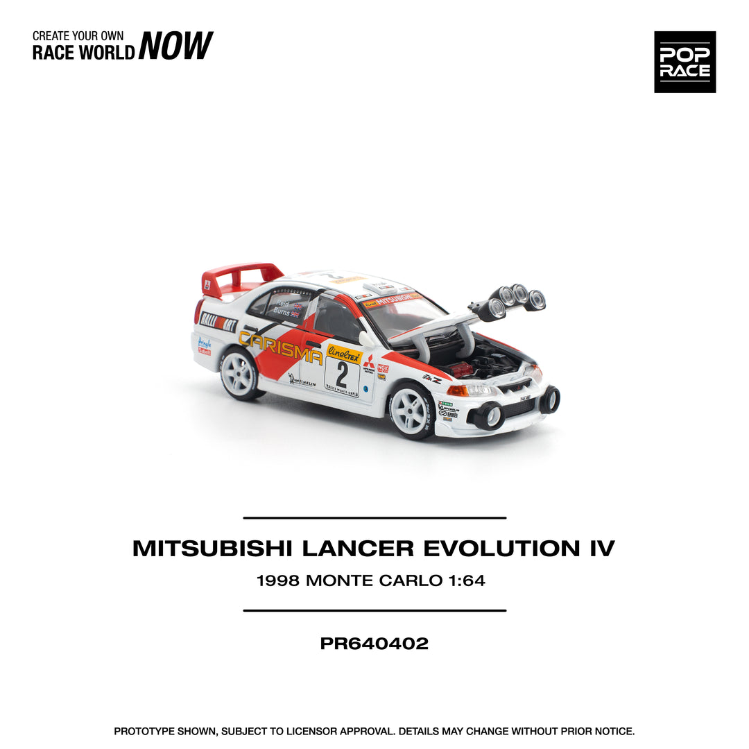 [Preorder] POPRACE 1:64 Mitsubishi Lancer Evolution IV - 1998 Monte Carlo Rally PR640402