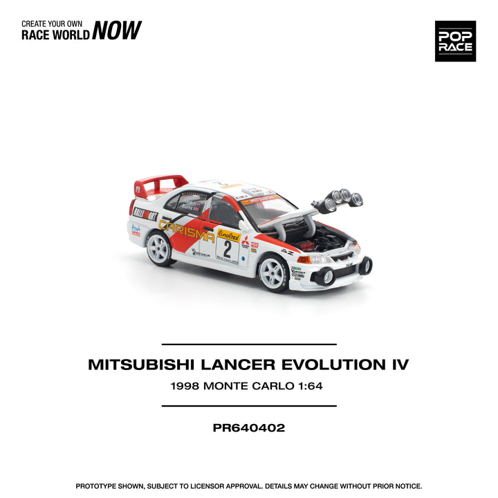 [Preorder] POPRACE 1:64 Mitsubishi Lancer Evolution IV - 1998 Monte Carlo Rally PR640402