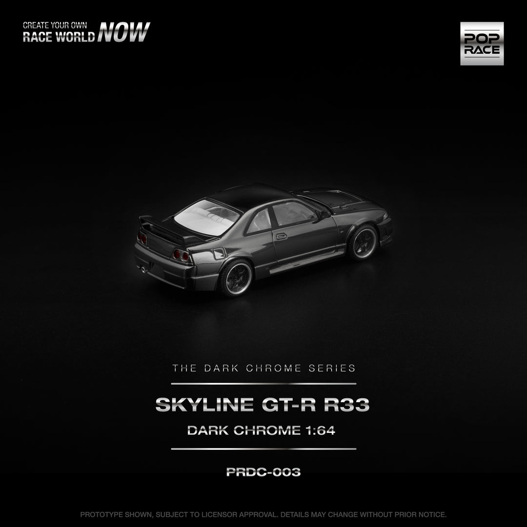 [Preorder] POPRACE 1:64 R33 GT-R Dark Chrome PRDC003