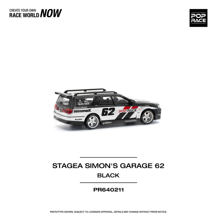 [Preorder] POPRACE 1:64 NISSAN STAGEA SIM0N'S GARAGE #62 - BLACK