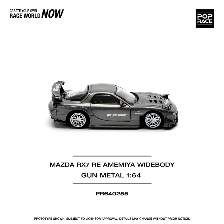 [Preorder] POPRACE 1:64 MAZDA RX7 RE-AMEMIYA GUN METAL PR640255