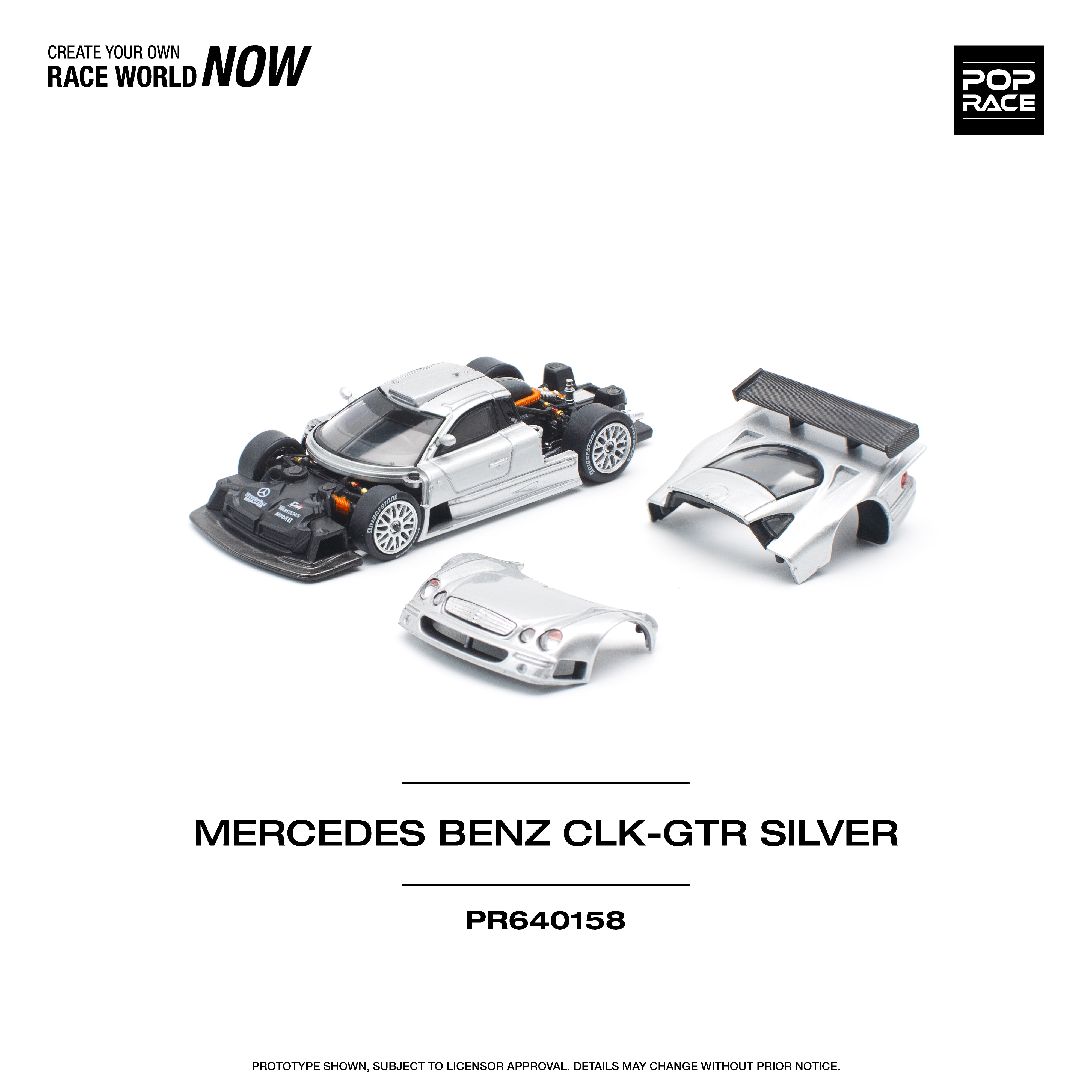 POPRACE 1:64 MERCEDES-BENZ AMG CLK GTR - SILVER – Horizon Diecast