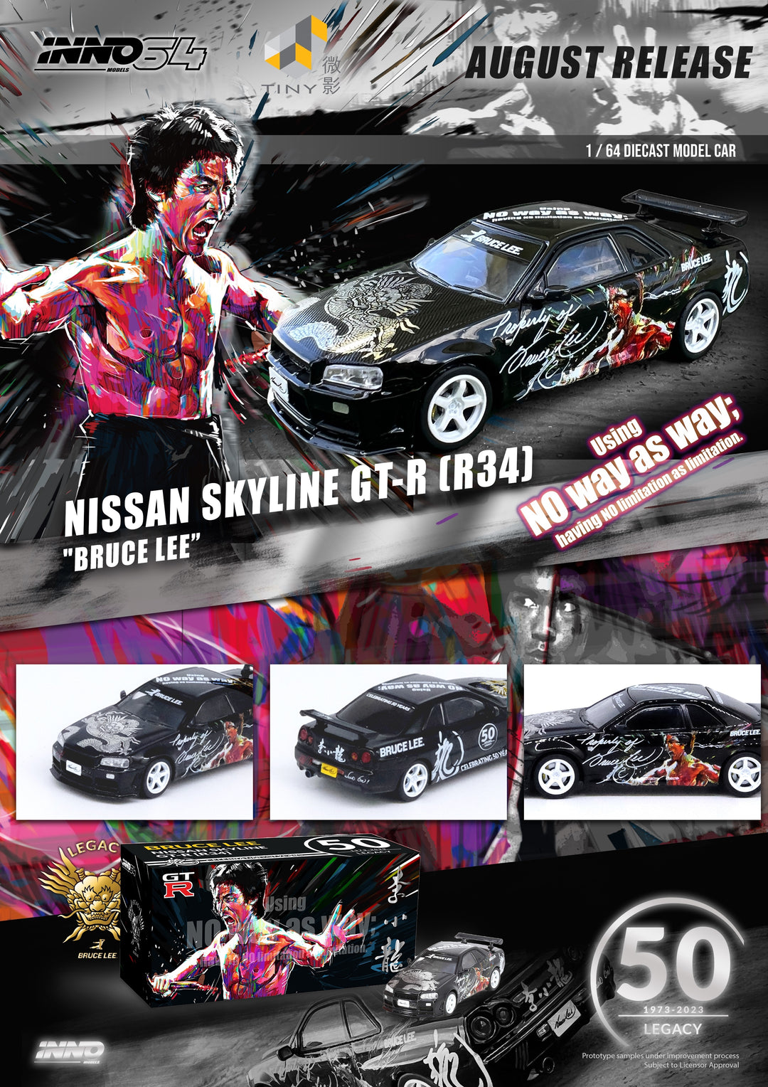 Inno64 1:64 Nissan Skyline GT-R (R34) "BRUCE LEE” Black IN64-R34-BRUCELEE