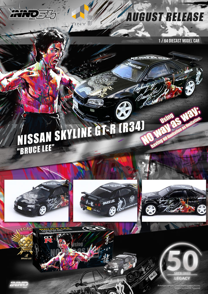 Inno64 1:64 Nissan Skyline GT-R (R34) "BRUCE LEE” Black IN64-R34-BRUCELEE