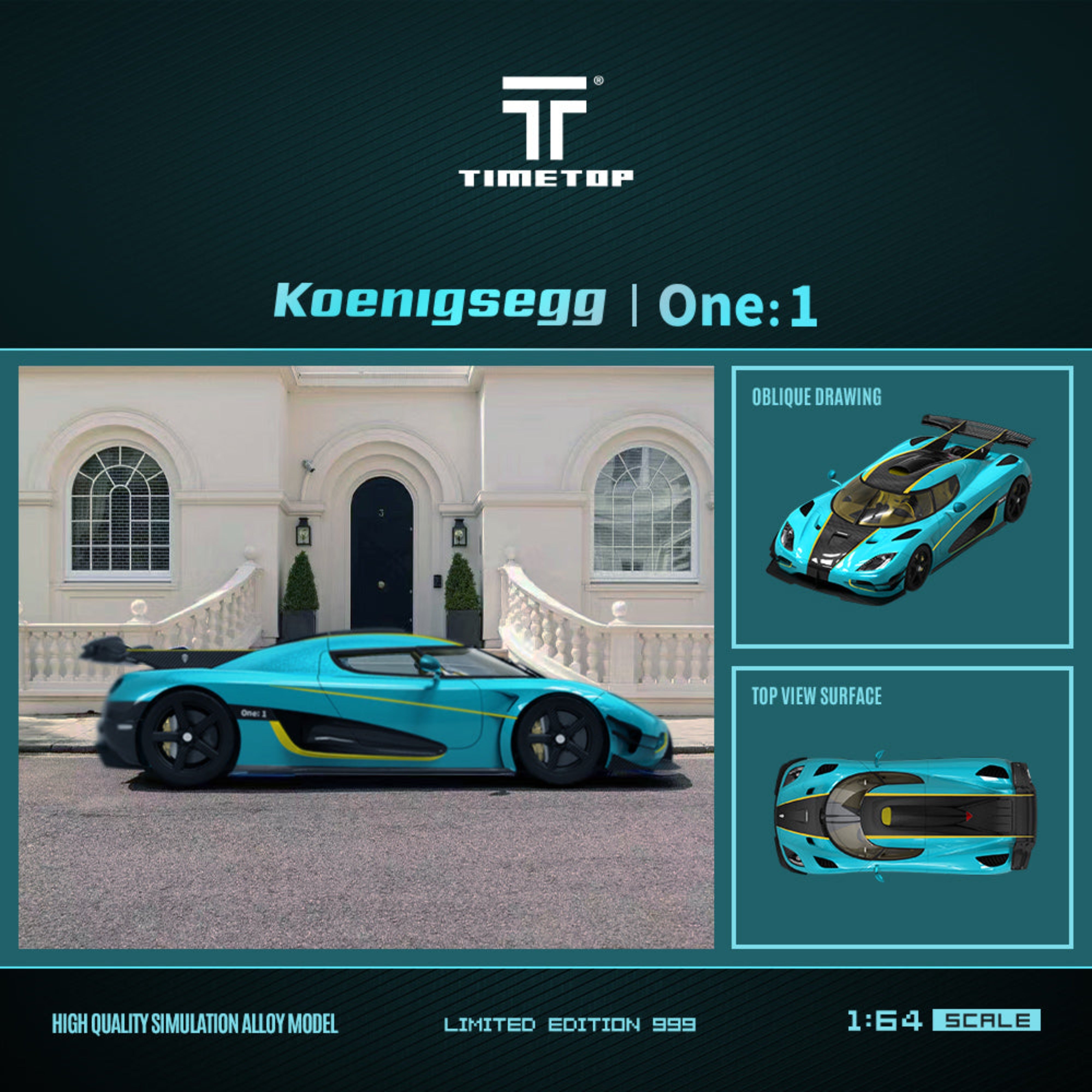 TimeTop 1/64 ケーニグセグ  One:1 Gold Strips Time Top 1:64 Koenigsegg Agera One1 (2 Colours) – Horizon
