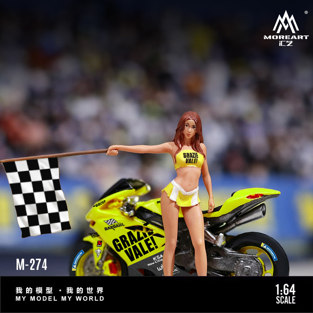 [Preorder] MoreArt 1:64 GRAZIEVALE! CHECKERED FLAG RACE OUEEN &amp; RACING BIKE SET MO222274