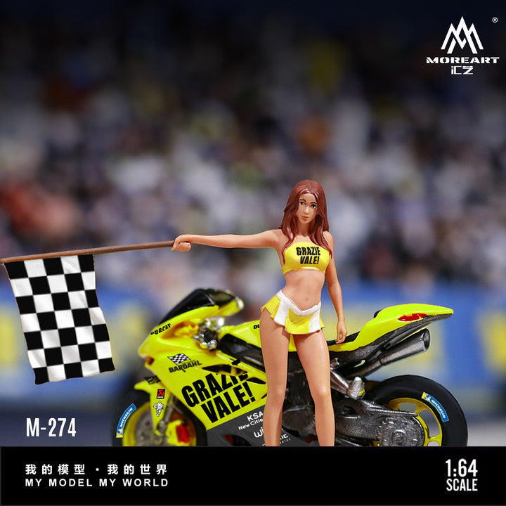 [Preorder] MoreArt 1:64 GRAZIEVALE! CHECKERED FLAG RACE OUEEN &amp; RACING BIKE SET MO222274