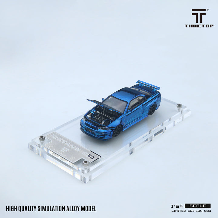 [Preorder] Time Top 1:64 Nissan GTRR34 - Chrome Blue