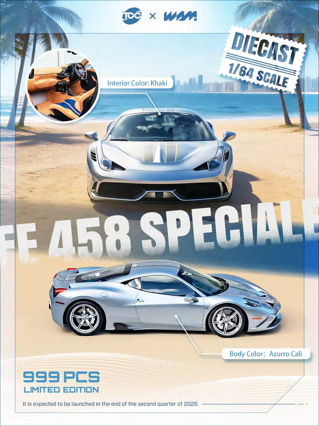 [Preorder] TOC x WAM 1:64 Ferrari 458 Speciale Ice Blue