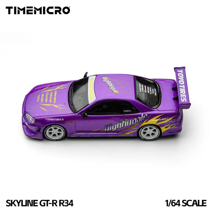 [Preorder] TimeMicro 1:64 Nissan Skyline GT-R R34 "Drifting Flames" Purple TM800506