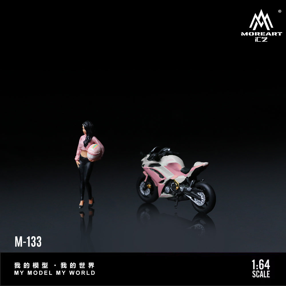 [Preorder] MoreArt 1:64 NINJA650 KAWASAKI WHITE PINK MOTORCYCLE GIRL MO222133