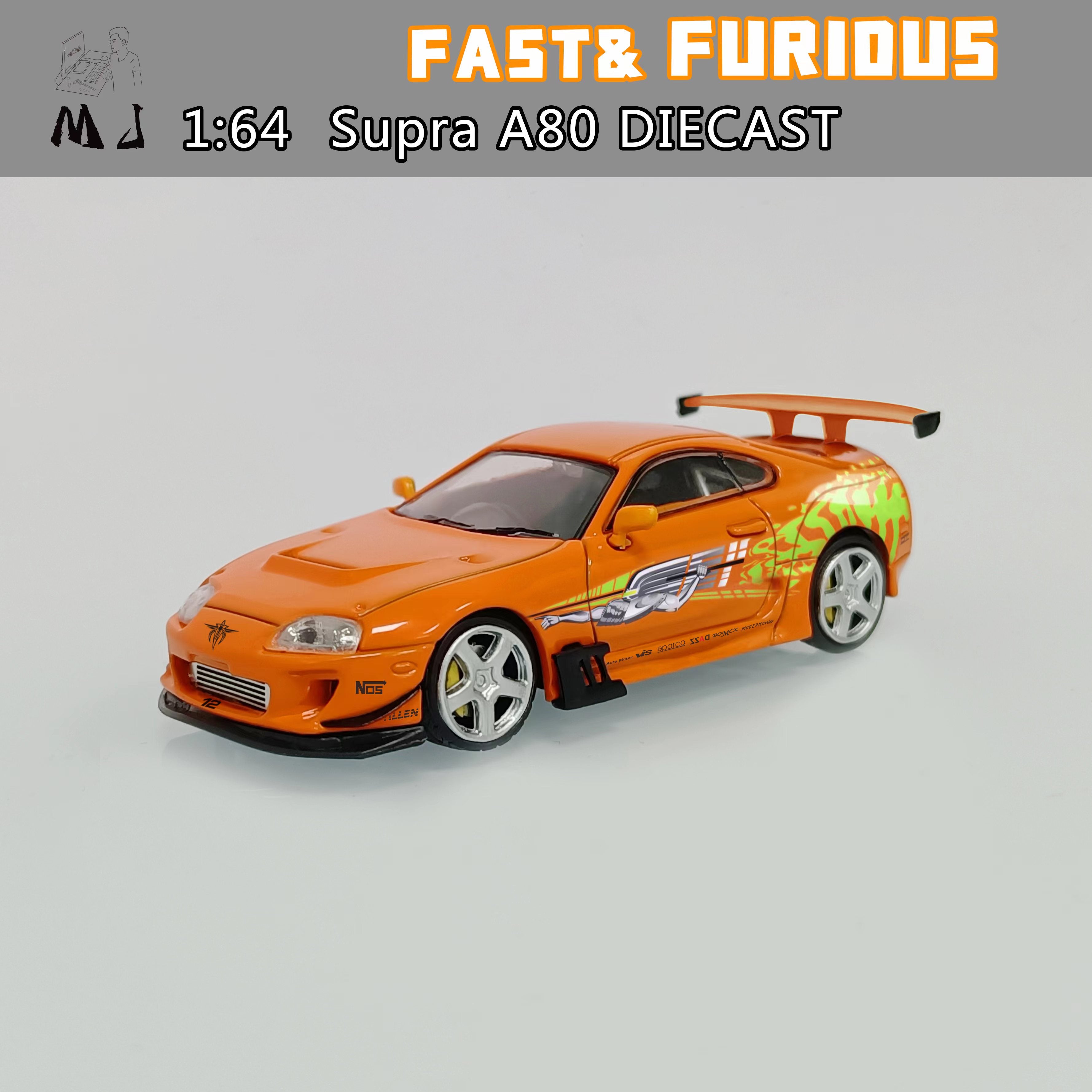 MJ Model 1:64 Toyota Supra (A80) - Fast & Furious in Orange