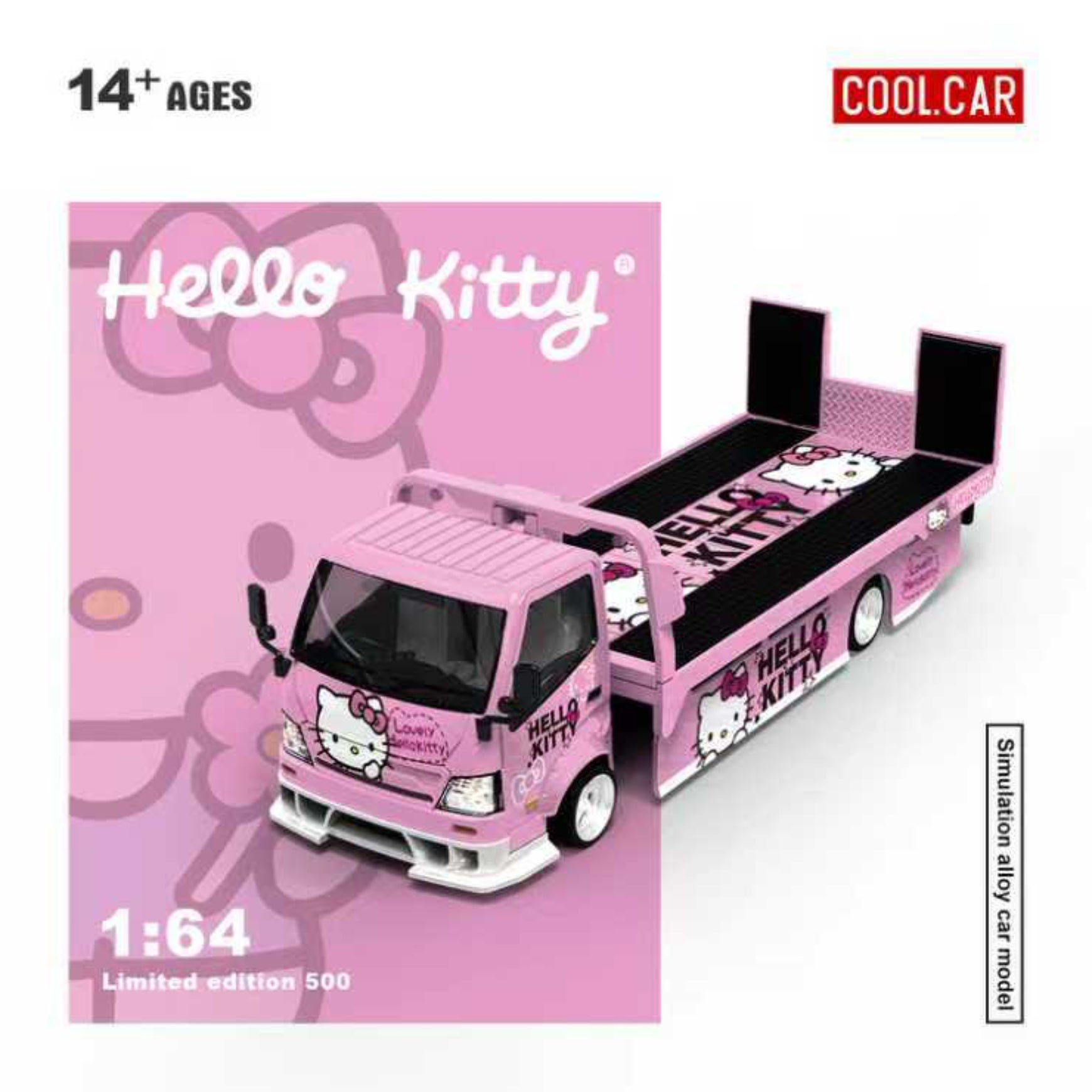 【数量限定品】COOL CAR 1/64 ハローキティHINOキャリアトラック Cool Car 1:64 Hino H300 Flatbed Trailer - Hello Kitty Livery