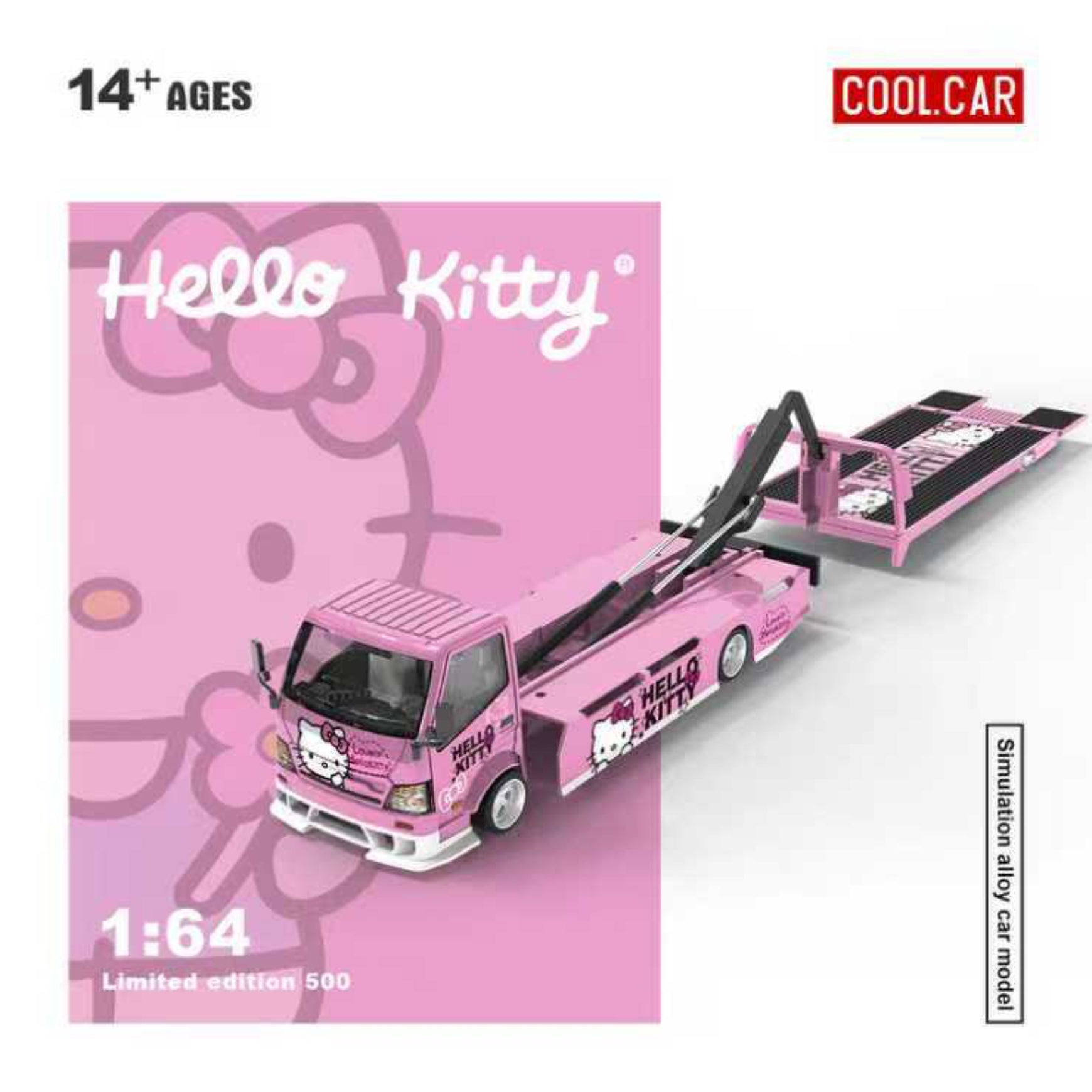 【数量限定品】COOL CAR 1/64 ハローキティHINOキャリアトラック Cool Car 1:64 Hino H300 Flatbed Trailer - Hello Kitty Livery