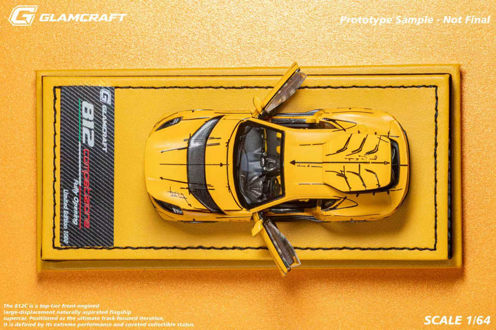 [Preorder] GlamCraft 1:64 Ferrari 812C GT Full Open - Sketch Yellow