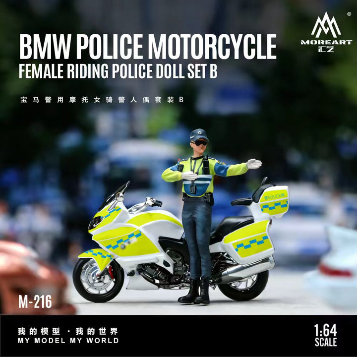 [Preorder] MoreArt 1:64 BMW POLICE MOTORCYCLE FEMALE RIDING POLICE DOLL SET B MO222216