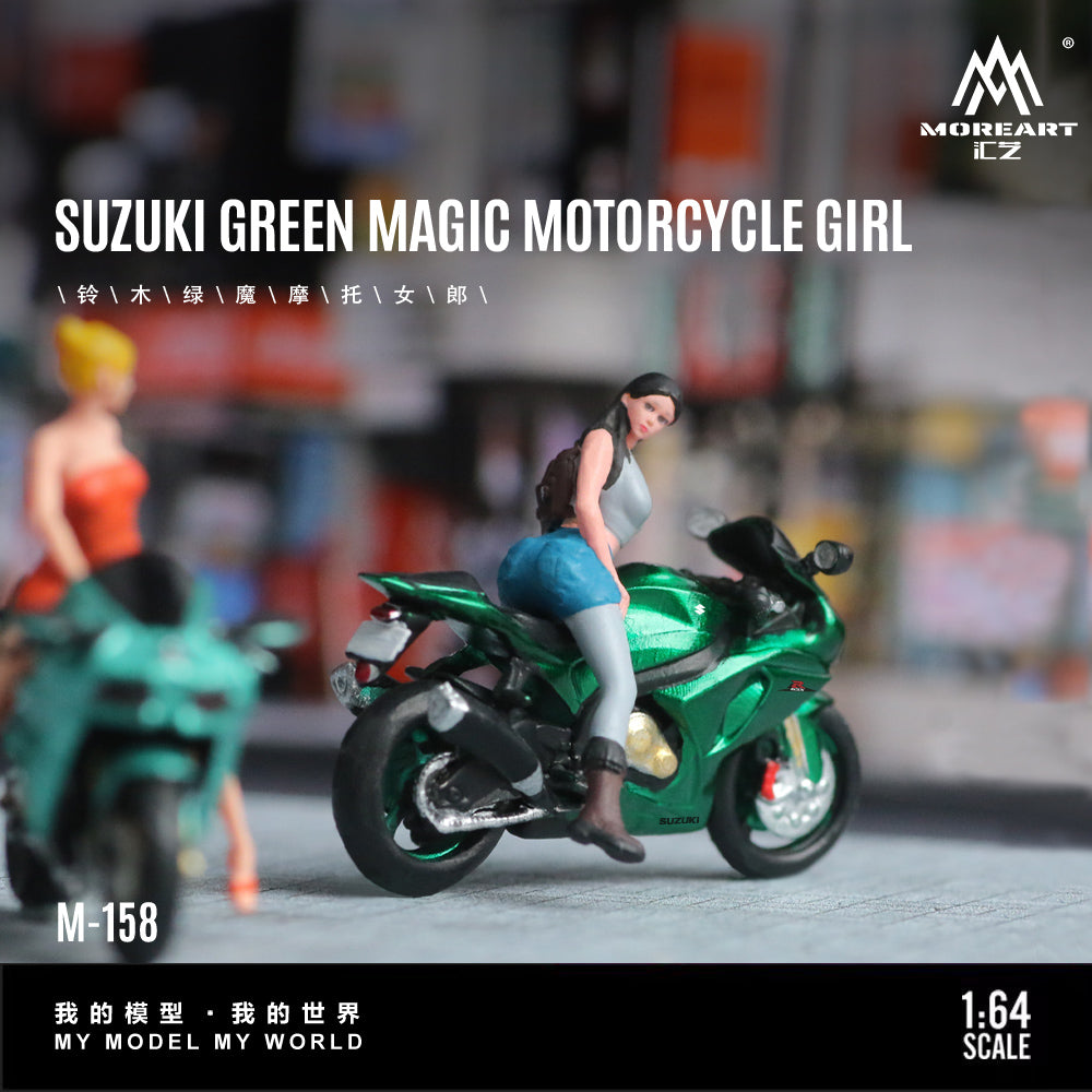 [Preorder] MoreArt 1:64 SUZUKI GREEN MAGIC MOTORCYCLE GIRL