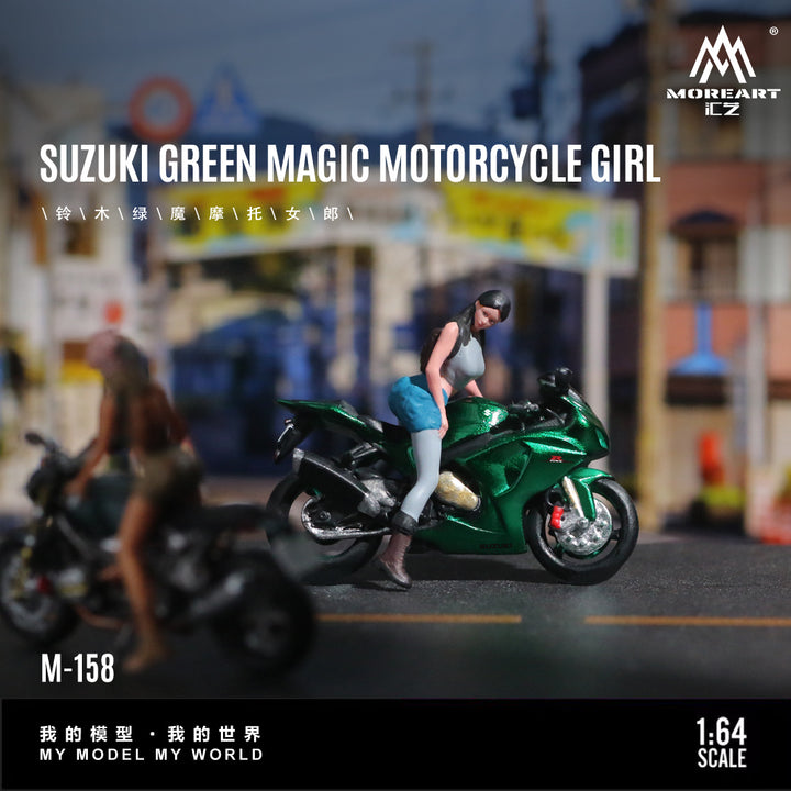 [Preorder] MoreArt 1:64 SUZUKI GREEN MAGIC MOTORCYCLE GIRL