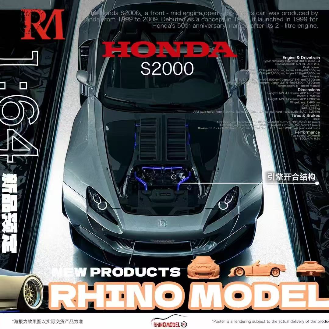 [Preorder] Rhino Model 1:64 Honda S2000 Wide-body Roadster