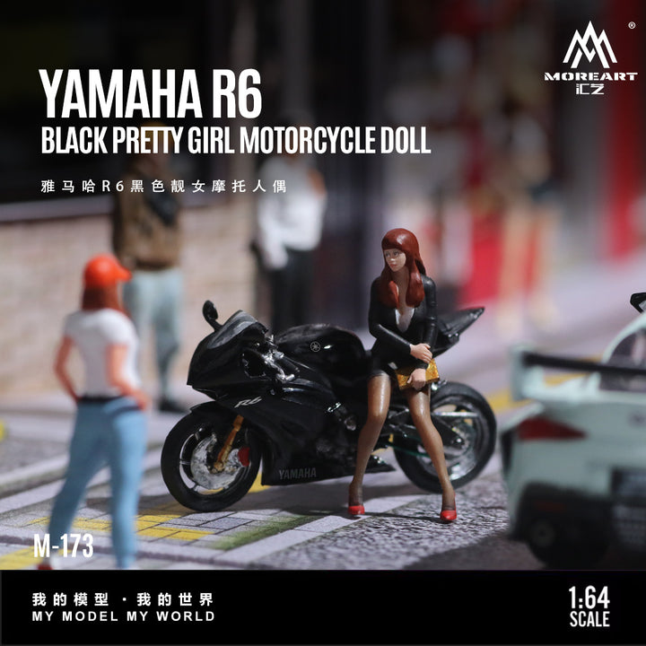 [Preorder] MoreArt 1:64 YAMAHA R6 BLACK PRETTY GIRL MOTORCYCLE DOLL MO222173