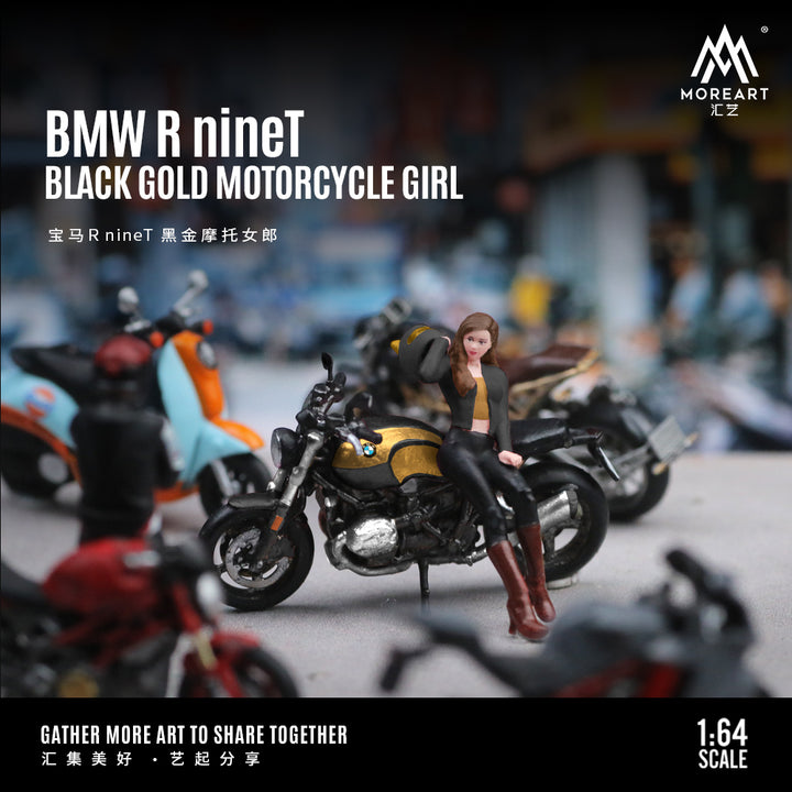 [Preorder] MoreArt 1:64 DETECTIVE POLICE DOLL BMW R nineT Black Gold MOTORCYCLE GIRL Set SET