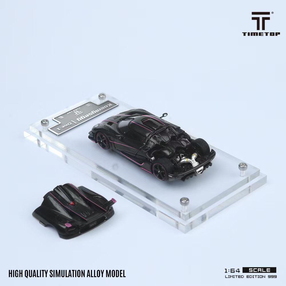 TimeTop 1/64 ケーニグセグ One:1   Pink Strips 1/64 Koenigsegg ONE:1 Carbon Fiber Color with Pink Stripes