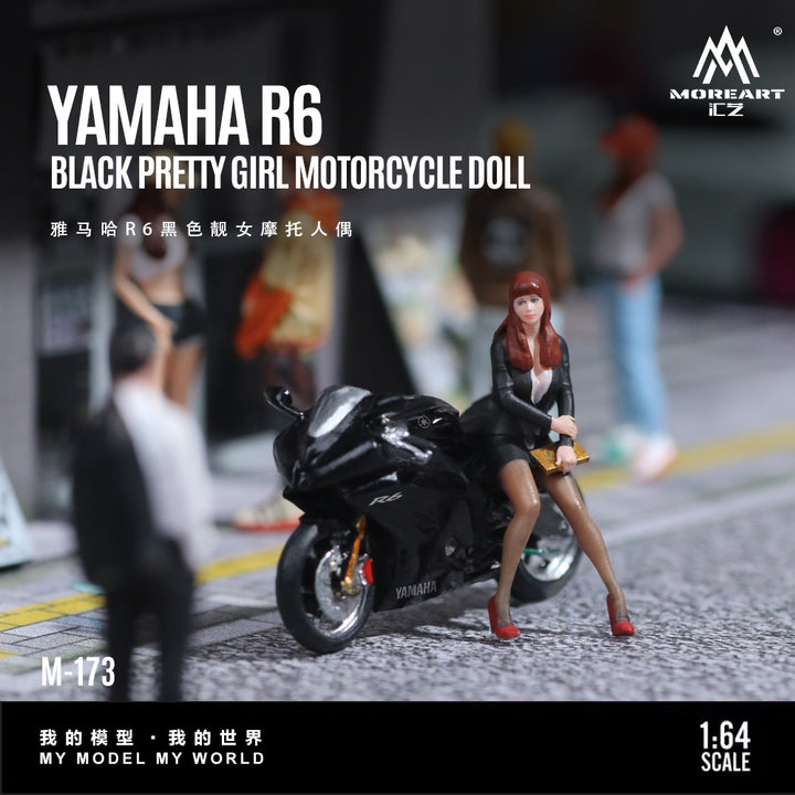 [Preorder] MoreArt 1:64 YAMAHA R6 BLACK PRETTY GIRL MOTORCYCLE DOLL MO222173