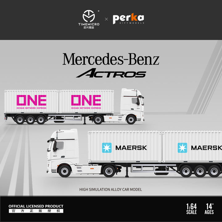 TimeMicro + Perka 1:64 Mercedes-Benz Actros Container Truck (2 Versions)