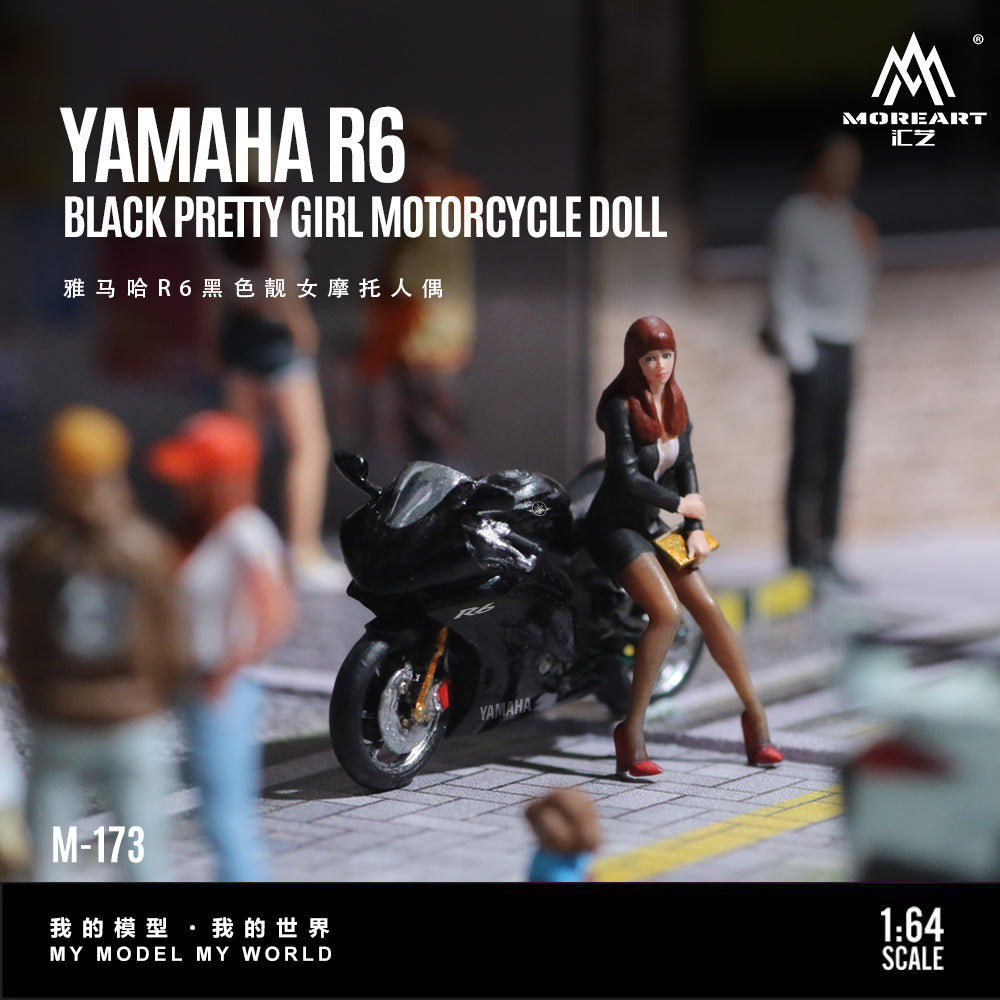 [Preorder] MoreArt 1:64 YAMAHA R6 BLACK PRETTY GIRL MOTORCYCLE DOLL MO222173