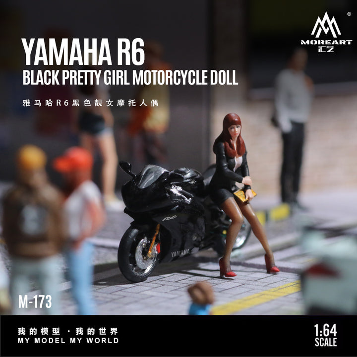 [Preorder] MoreArt 1:64 YAMAHA R6 BLACK PRETTY GIRL MOTORCYCLE DOLL MO222173