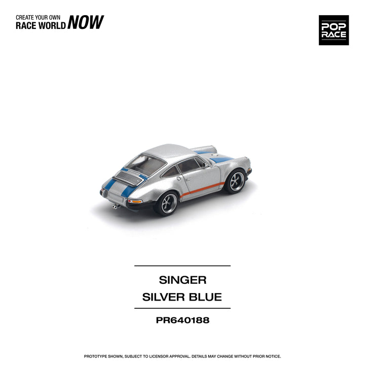 [Preorder] POPRACE 1:64 PORSCHE SINGER SILVER/BLUE PR640188