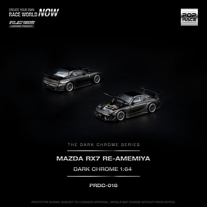[Preorder] POPRACE 1:64 MAZDA RX-7 RE-AMEMIYA DARK CHROME PRDC016