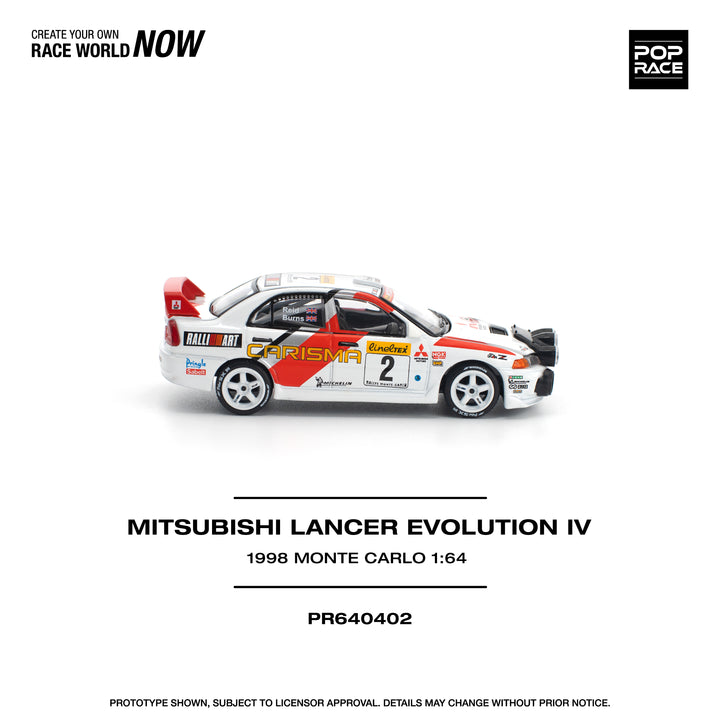 [Preorder] POPRACE 1:64 Mitsubishi Lancer Evolution IV - 1998 Monte Carlo Rally PR640402