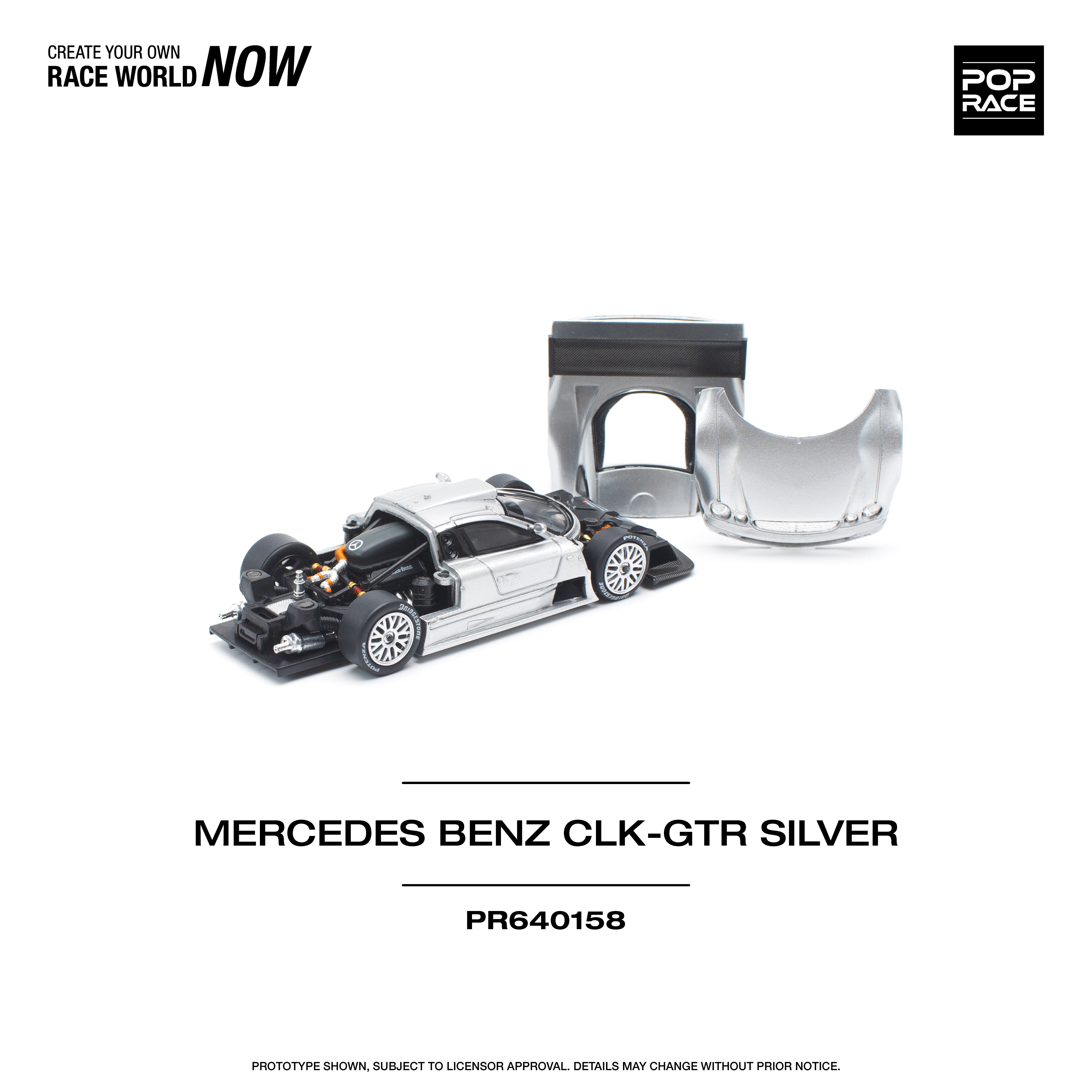 POPRACE 1:64 MERCEDES-BENZ AMG CLK GTR - SILVER – Horizon Diecast