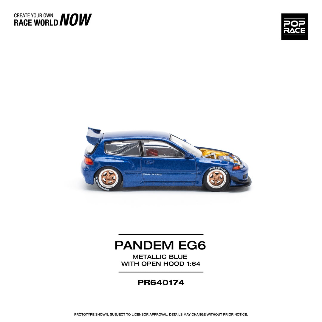 [Preorder] POPRACE 1:64 PANDEM CIVIC EG6 METALLIC BLUE PR640174