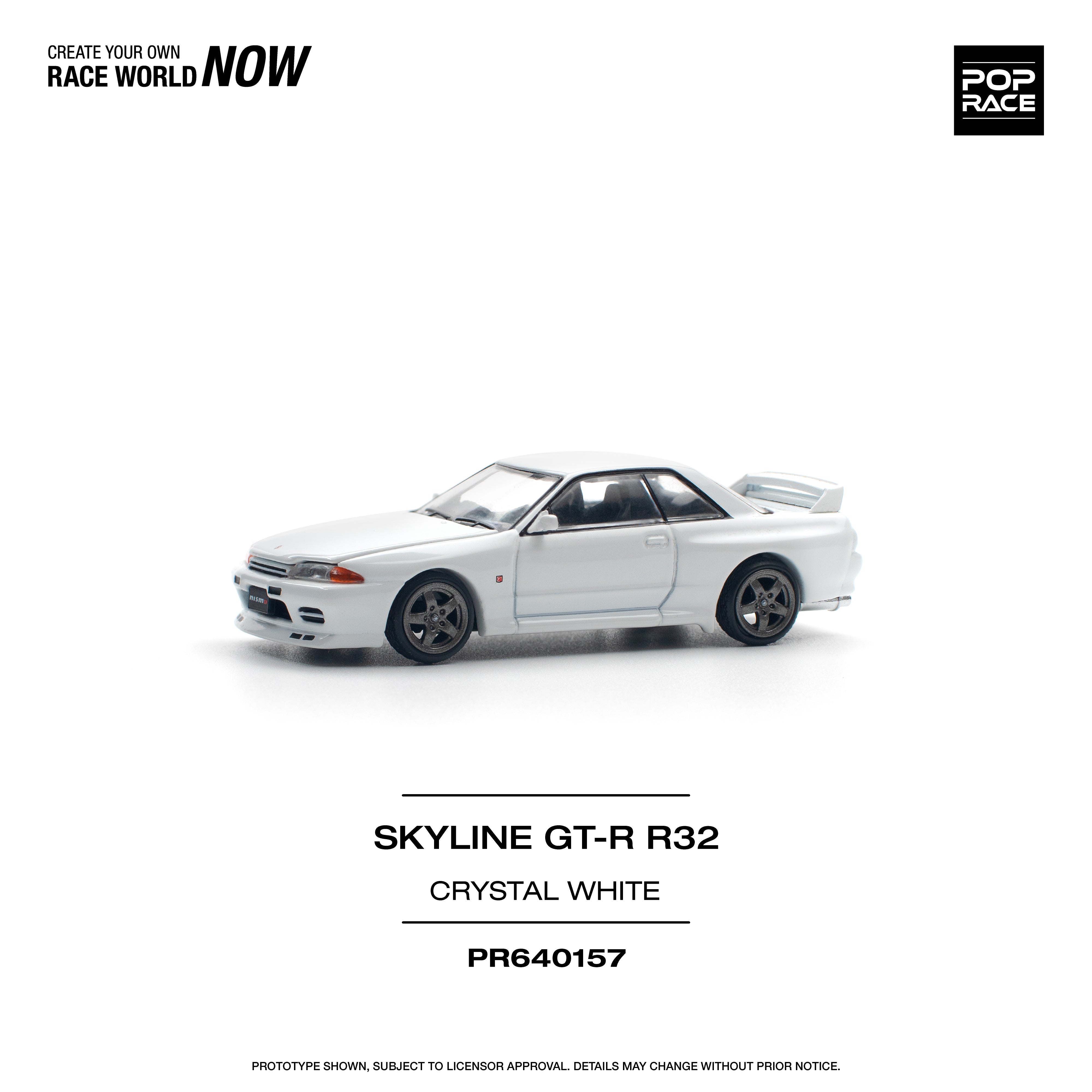 POPRACE 1:64 NISSAN SKYLINE GT-R R32 CRYSTAL WHITE PR640157