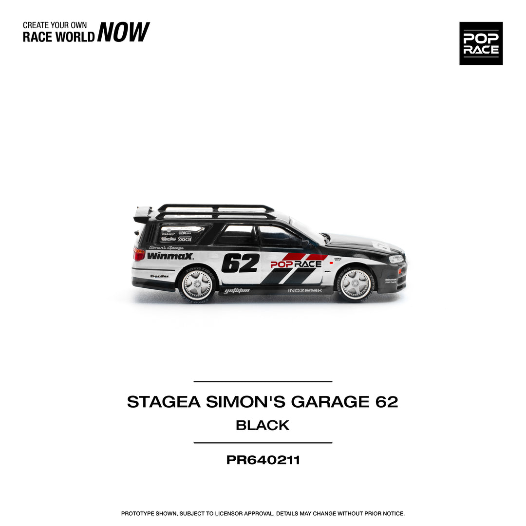 [Preorder] POPRACE 1:64 NISSAN STAGEA SIM0N'S GARAGE #62 - BLACK