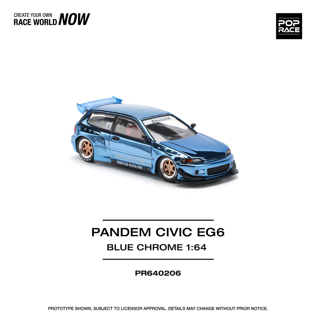 [Preorder] POPRACE 1:64 PANDEM CIVIC EG6 - BLUE CHROME PR640206