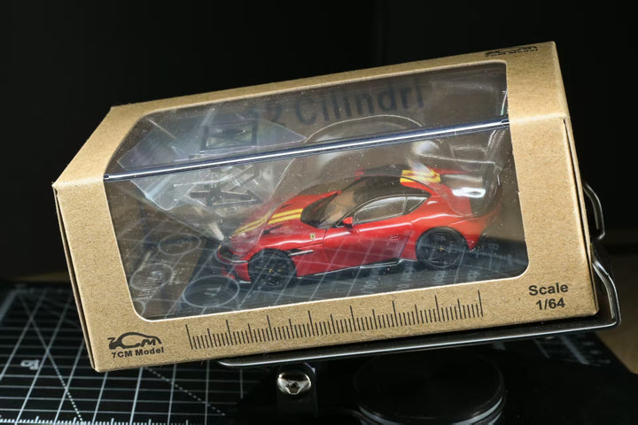 [Preorder] 7CM Model 1:64 Prancing Horse 12 Cilindri Rosso Corsa Giallo Modena Racing Livery Stripe