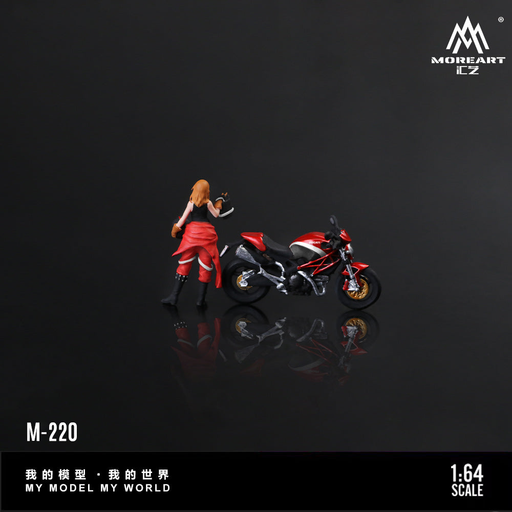 [Preorder] MoreArt 1:64 DUCATI MONSTER 696 RED AND BLACK COOL GIRL RIDING DOLL MO222220